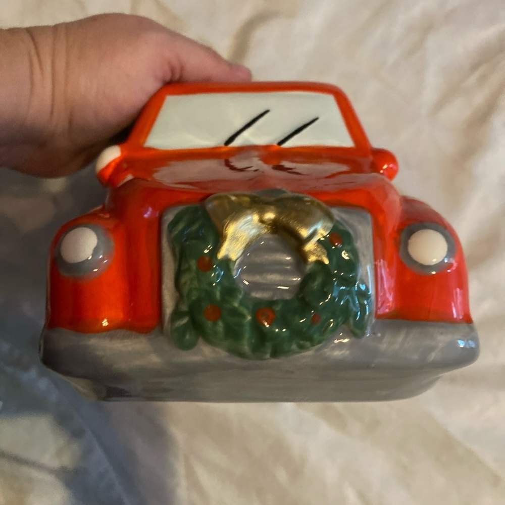 David's Cookies Red Truck With Christmas Tree Ceramic Cookie Jar Lights Star - Picture 10 of 12